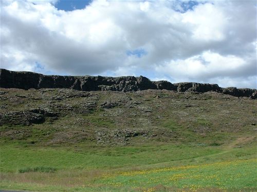 The North American continental plate rising above the edge of the European continental plate