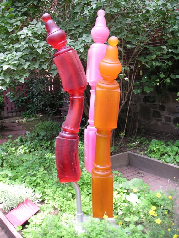 Weird sculptures in the garden of the Paul Rever house